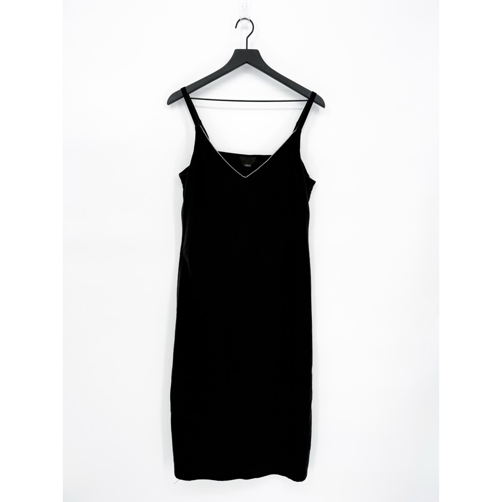 Next Y2K Style Minimalist Rhinestone Trim Midi Dress Black Medium